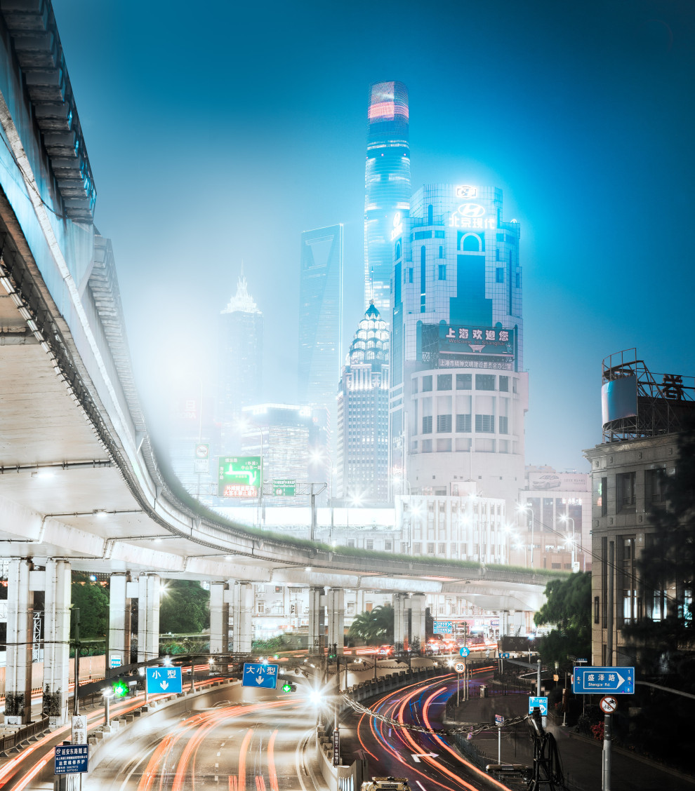 Shanghai interchange at night