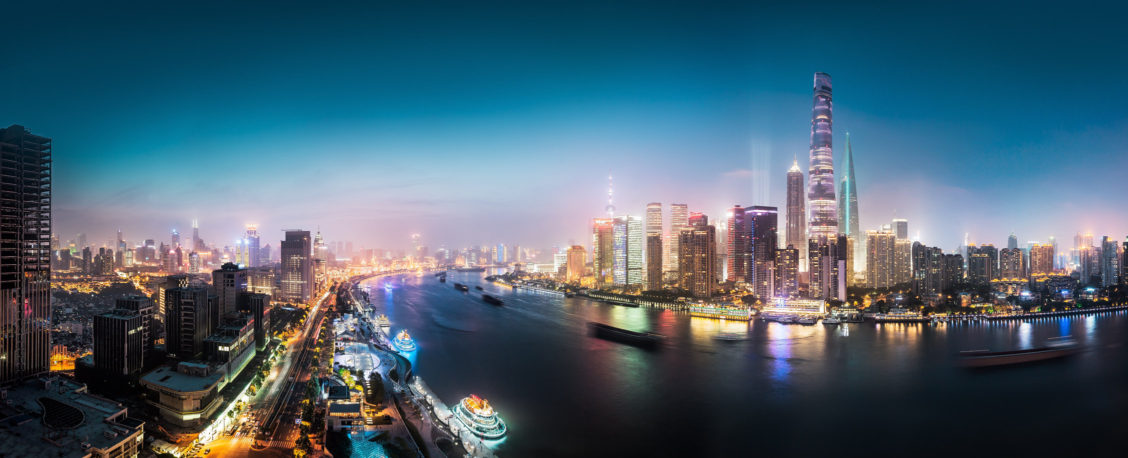Shanghai at night panorama