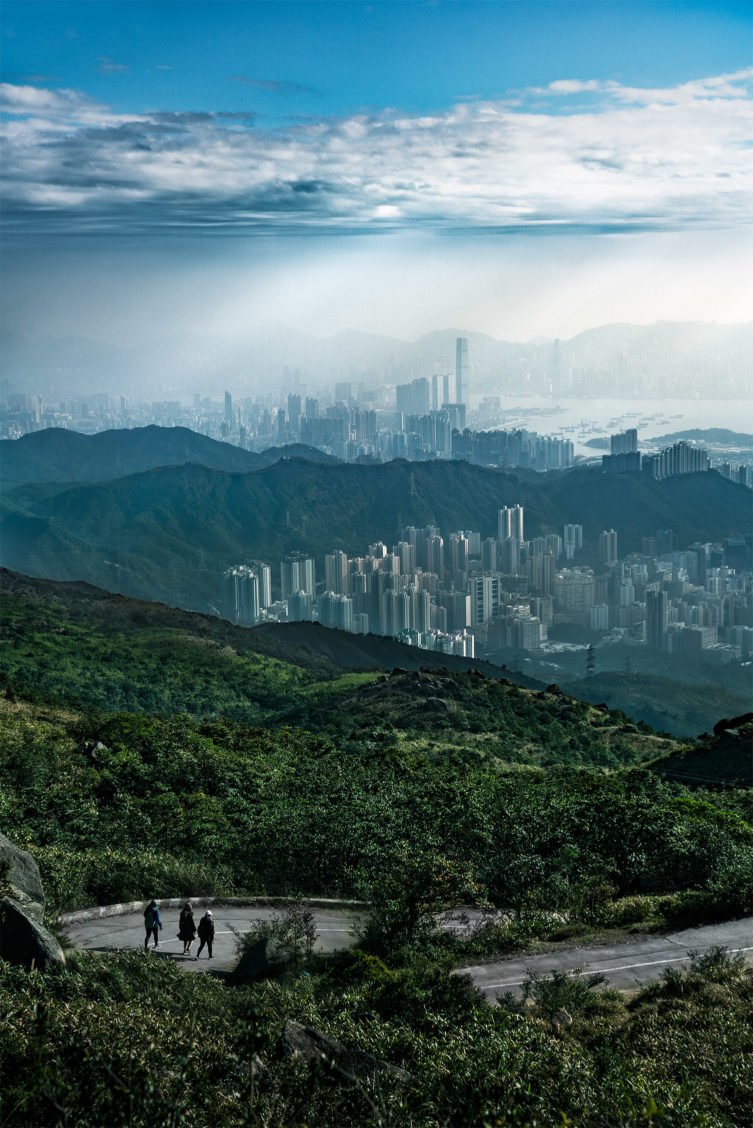 Hong Kong Skyline view with mountains